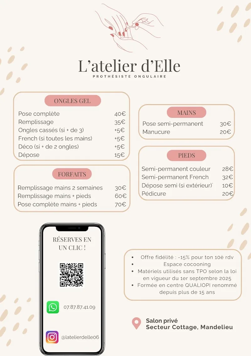 L'atelier d'Elle - Prothésiste ongulaire - Onglerie Cannes - Photo de couverture - OneBooking